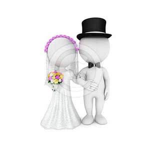 3d white people just married couple