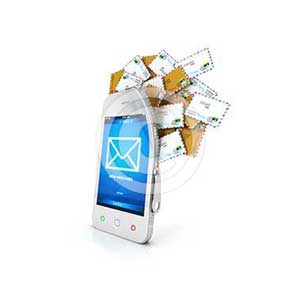 3d smartphone with cloud of messages