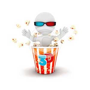 3d white people comes out of popcorn