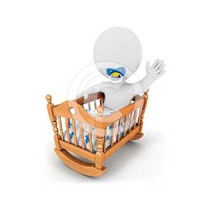 3d white people baby in cradle