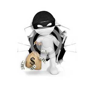 3d white people thief with money