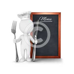 3d white people chef with menu