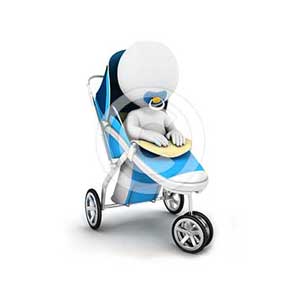 3d white people baby in a stroller