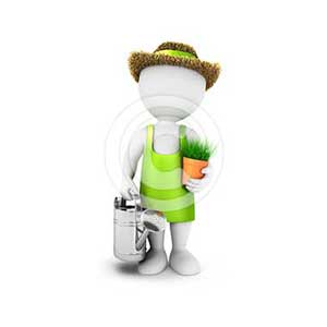 3d white people gardener with a watering can