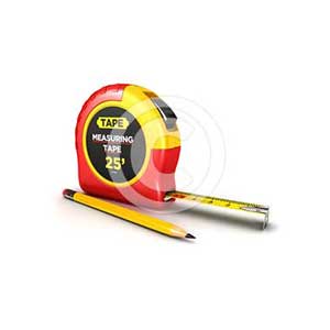3d measuring tape and a pencil