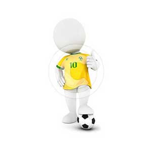 3d white people soccer player with yellow jersey