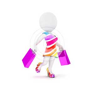 3d white people fashion woman with shopping bags