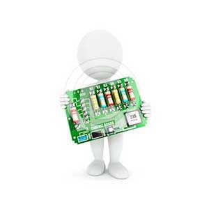 3d white people electronic circuit board